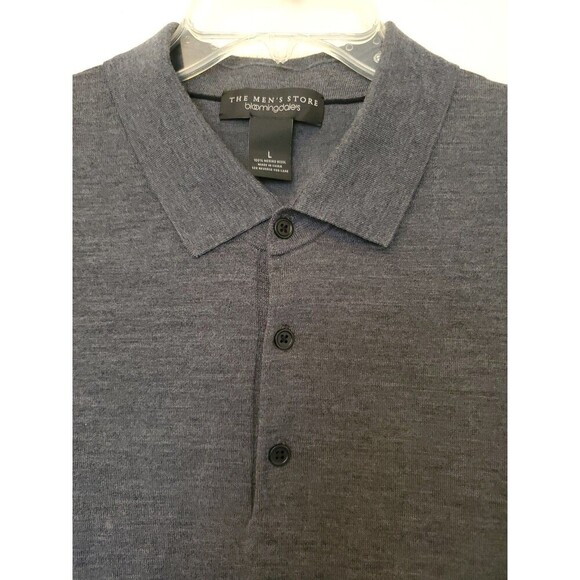 The Men's Store Bloomingdale's Merino Wool Gray Sweater Mens L Large Collared - Picture 2 of 16